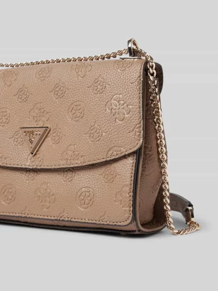 Torba na ramię z fakturowanym wzorem z logo model ‘CRESIDIA’ Guess brązowa
