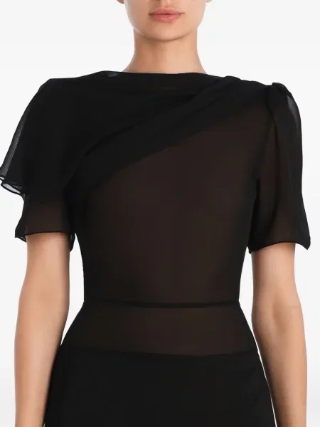 Rochie midi Post Meridiem drapată până la genunchi de costum negru