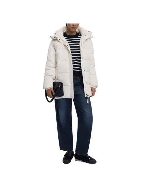 Kabát Desigual Padded Cadera Flock Coat White XS bílý