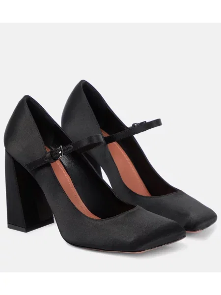 Pantofi cu toc Amina Muaddi din satin negru