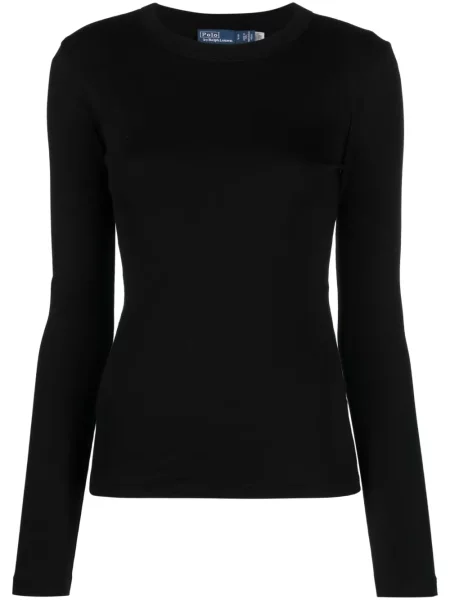 Široké slaměné tričko Polo Ralph Lauren s výšivkou černé