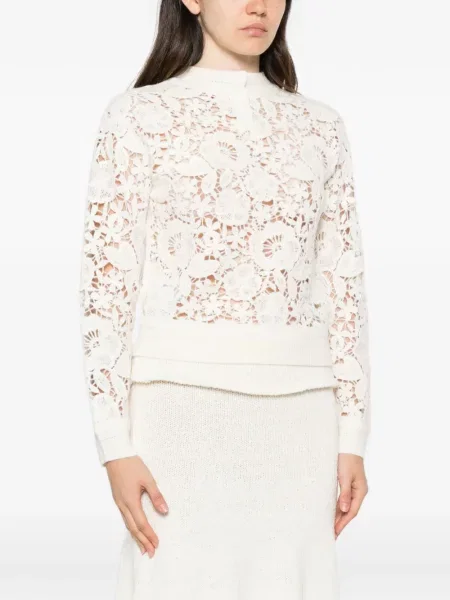 Pulover Ermanno Firenze cu model floral din dantelă