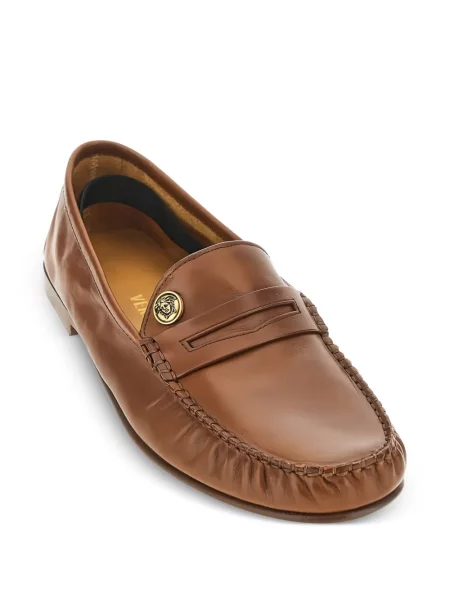 Kožne loaferice Versace s autogramom smeđa