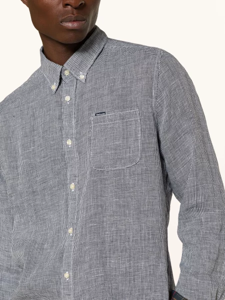 Barbour Koszula Z Lnu Linton Tailored Fit blau biała