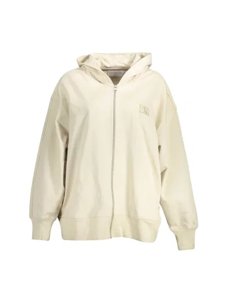 Bluza z kapturem Calvin Klein z kapturem beżowa