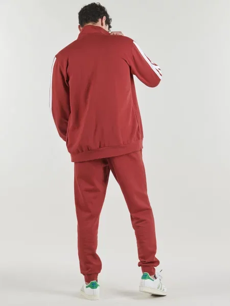 Fleecová pruhovaná bežecká tepláková súprava Adidas červená