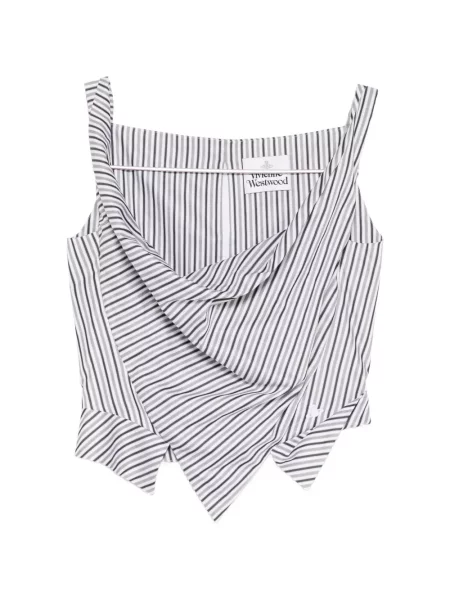 Top Vivienne Westwood cu dungi cu imagine drapat alb