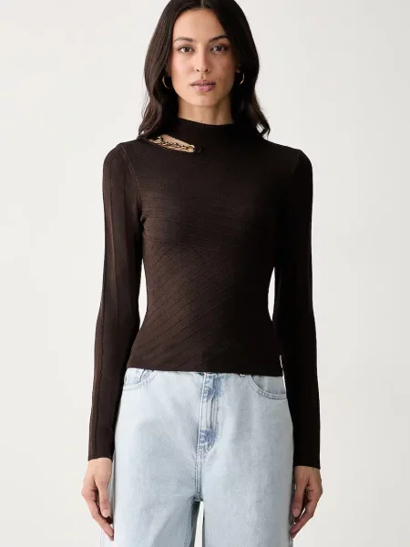 Marciano by Guess pulover pentru femei cu vâscoză KAEDA maro
