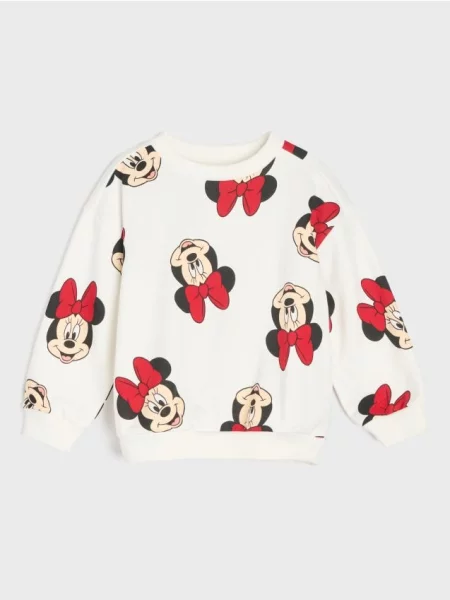 Sinsay mikina s kulatým výstřihem Minnie Mouse krémová