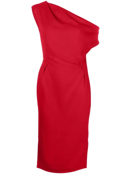 Rochie midi Alexandre Vauthier drapată până la genunchi cu un umăr gol roșu
