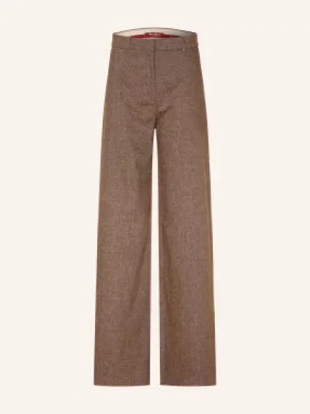 Max Mara Studio Marlene Kalhoty Gioia hnědá bílá
