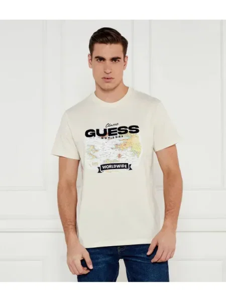 Guess Póló Ekru Regular Fit