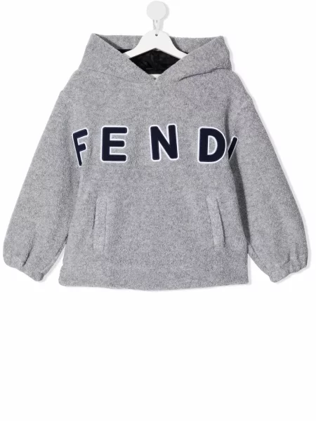 Bluza z kapturem dziecięca Fendi szara