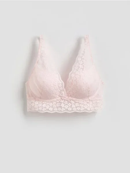 Reserved Sutien push-up cu dantelă roz-pastel roz