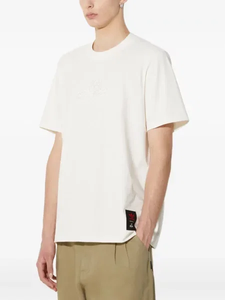 Tricou Adidas cu dungi cu broderie albastru