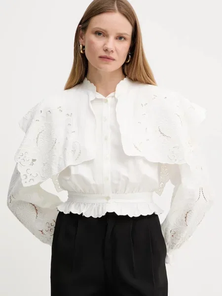 Twinset cămașă de in alb