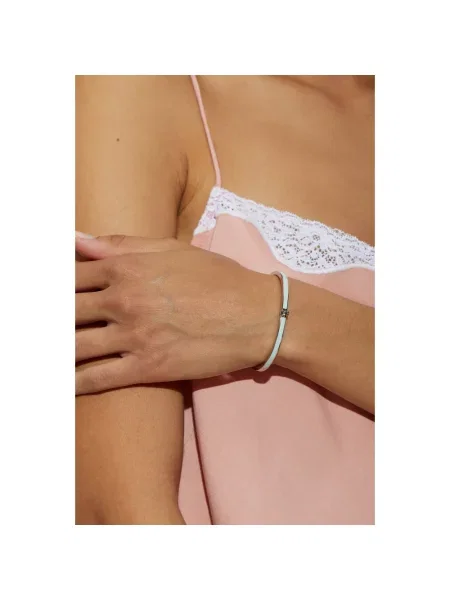 Tory Burch bransoletka mosiężna emaliowana Thin Icon szara