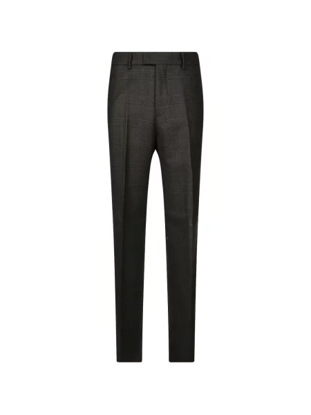 Pantaloni Berwich de lână în carouri gri