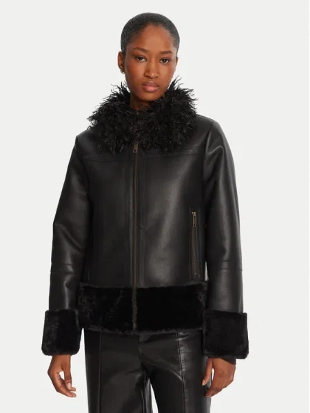 TWINSET Geacă din imitație de piele negru