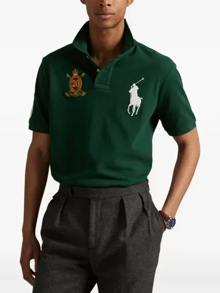 Kratak samt polo majica Polo Ralph Lauren s vezom crna