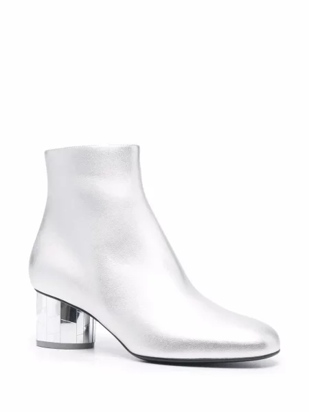 Cizme scurte Ferragamo din piele argintiu