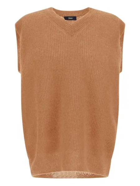 Pleteni pleteni prsluk Herno s V-izrezom smeđa