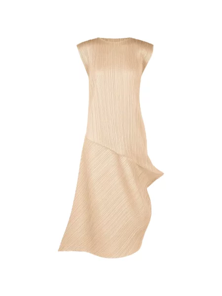 Rochie midi Pleats Please Issey Miyake asimetrică plisată până la genunchi