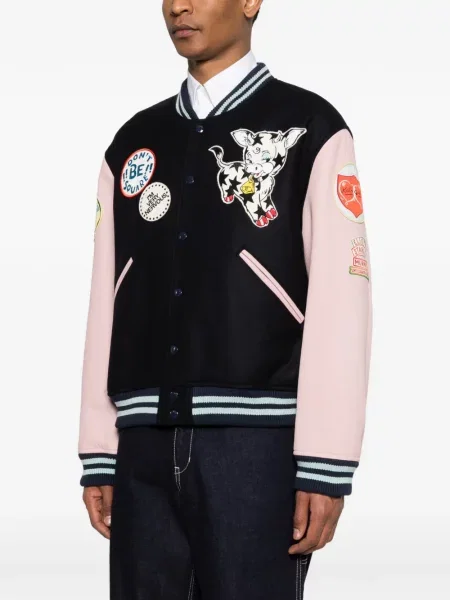 Geacă bomber Kenzo cu broderie albastru