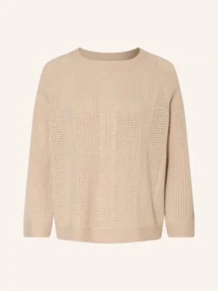 Elena Miro Sweter Z Kamieniami Ozdobnymi beige beżowy