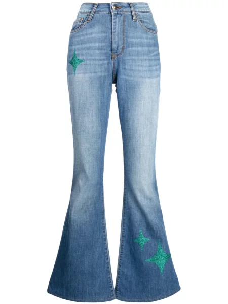 Jeansy dzwony Madison.maison z nadrukiem dzwony niebieskie