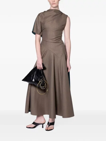 Rochie midi Roksanda asimetrică maro