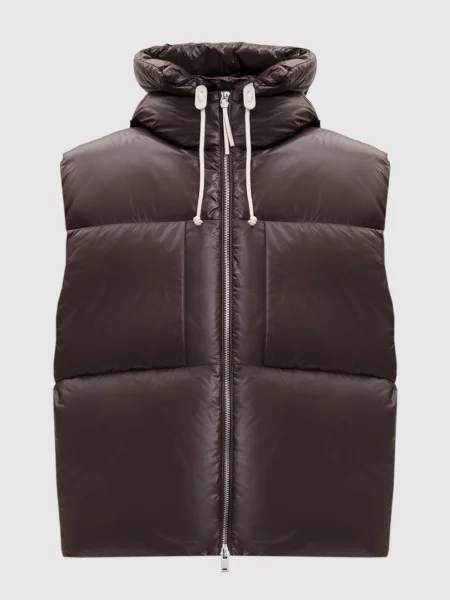 Стеганый пуховый жилет Jil Sander коричневый