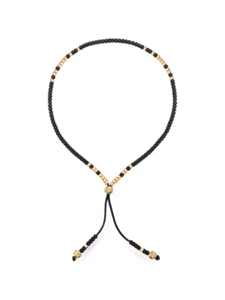 Brăţară Nialaya Jewelry cu mărgele cu cordon negru
