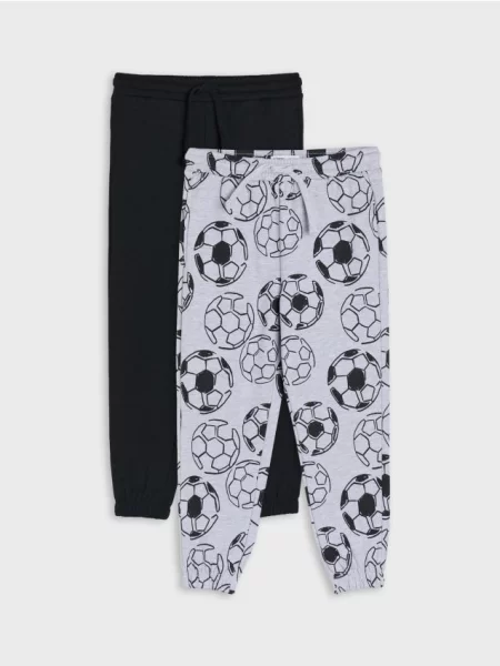 Sinsay Teplákové kalhoty jogger s fotbalovým motivem 2 pack černá