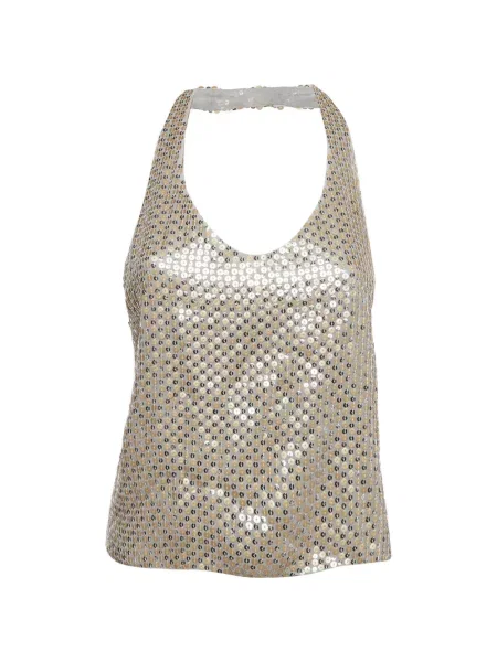 Top 424 cu paiete cu gât halter verde