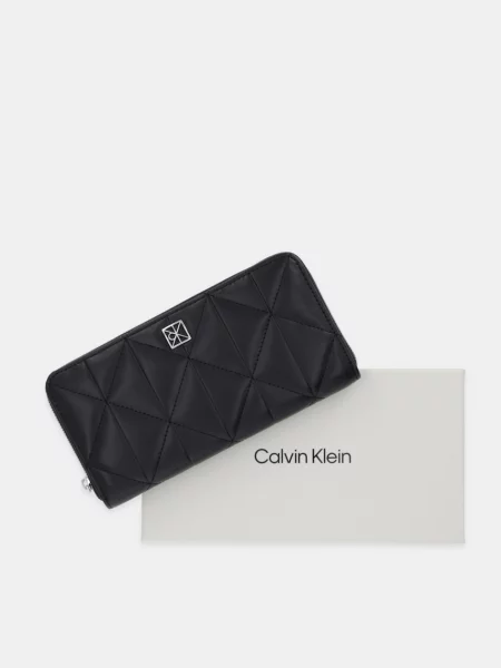 Calvin Klein портфейл дамски от имитация на кожа черно