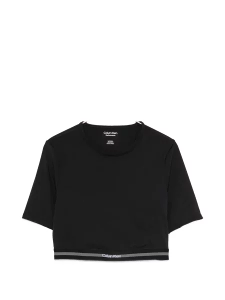 Decupat tricou Calvin Klein cu autograf negru