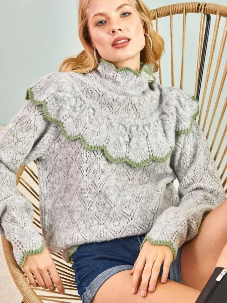 Bianco Lucci Pulover / verde gri