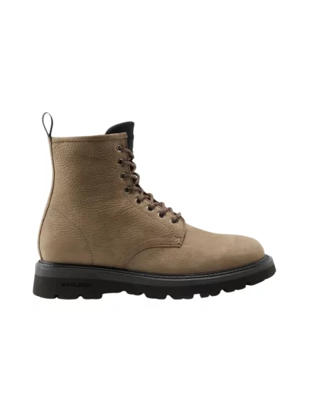 Botki Woolrich skórzane brązowe