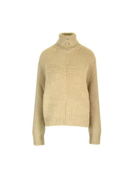 Dzianinowy sweter Burberry z nadrukiem beżowy