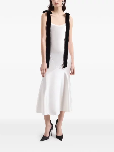 Rochie midi Nina Ricci cu funde din satin alb