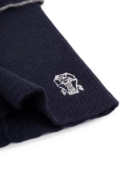 Fular Brunello Cucinelli cu broderie albastru