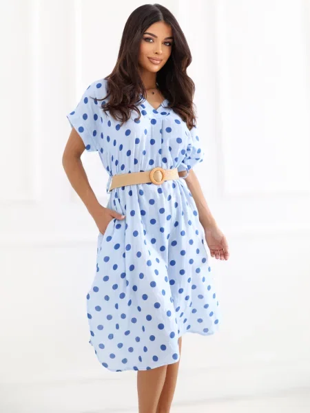 Rochie mini Italy Moda cu mâneci scurte albastru