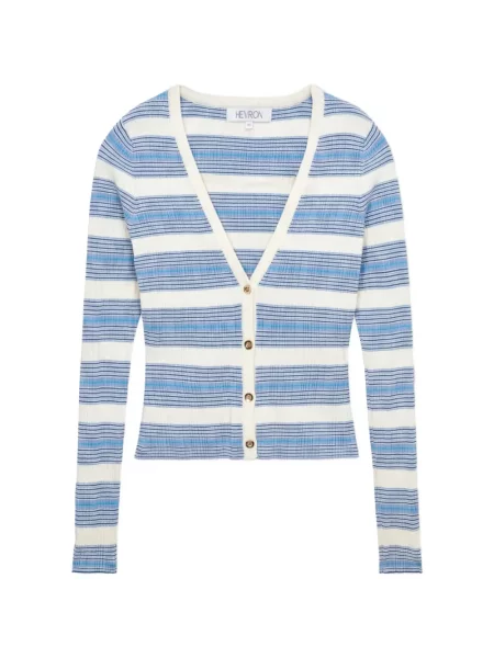 Cardigan Hevron cu perle tricotate albastru
