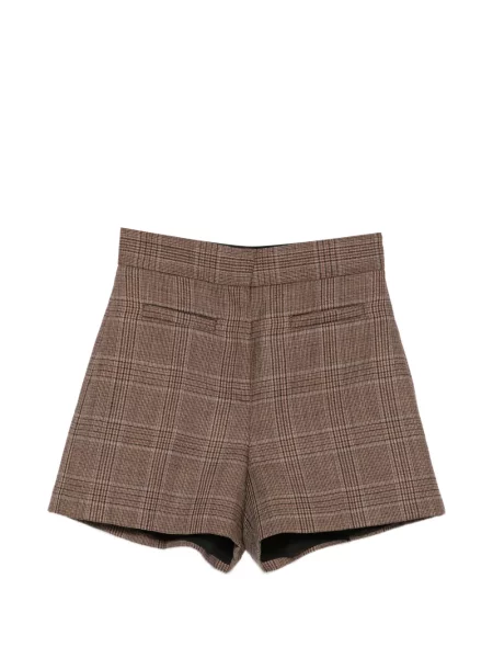Pantaloni scurți Sandro în carouri maro