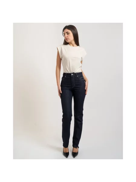 Jeansy o kroju straight fit z mieszanki bawełny i lyocellu model ‘C_ADA SLIM HR Boss Orange niebieskie