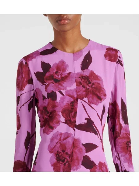 Rochie midi Erdem cu model floral până la genunchi de costum roz