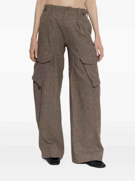 Pantaloni cargo R13 în carouri maro