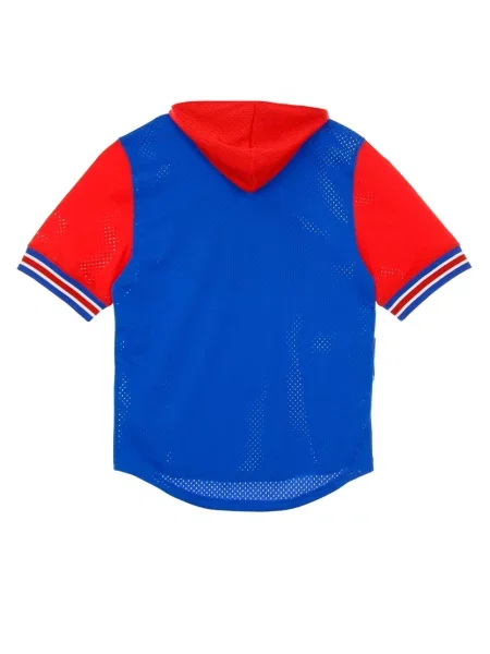 Krótka bluza z kapturem Mitchell & Ness z krótkim rękawem z siateczką niebieska