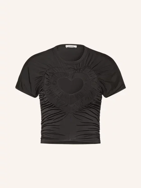Sandro T-Shirt Z Wycięciami schwarz czarna